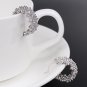 Platinum Plated Greek Myth Vintage Rhinestone Micro Pave Pierced Hoop Earrings