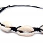 Hawaiian Natural Cowrie Bracelet - Shell Stretch Chip Black Wrist Ankle for Wome