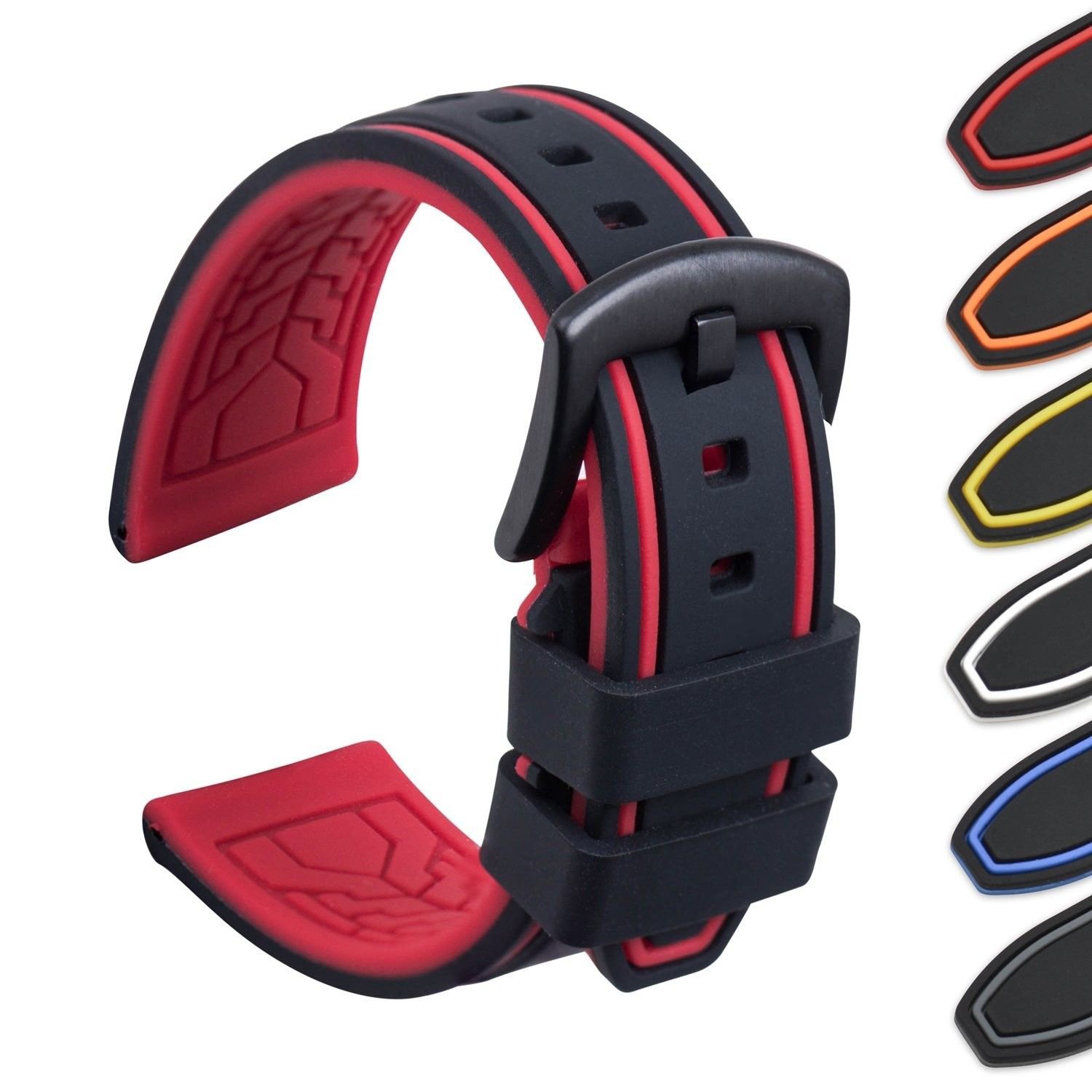 Ullchro Silicone Watch Strap Replacement Rubber Watch Band Waterproof Bicolor Me