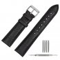 TStrap 18mm Leather Watch Band Black Soft w/ Watch Clasp Buckle Watch Strap Brac