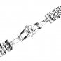 Beauty7 Silver Tone 16mm Polished Stainless Steel Solid Link Watch Band Bracelet