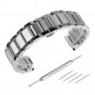 Beauty7 Brushed Polished Two Tone Finish 20mm Stainless Steel Link Wrist Watch
