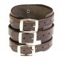 Neptune Giftware Leather Wide Triple Strap Cuff Wrap Gothic Wristband Buckle Fas
