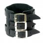 Neptune Giftware Wide Triple Strap Leather Cuff Wrap Gothic Wristband Bracelet W