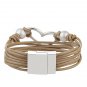 Jenia Beige Leather Rope Bracelet - Womenâs Braided Cuff Bangle - Casual Handm