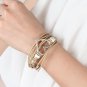 Jenia Beige Leather Rope Bracelet - Womenâs Braided Cuff Bangle - Casual Handm