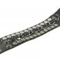 Wide Black PU Leather Metal Chain Layer Bracelet, Punk Bracelet by Mandala Craft