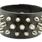 Unisex Black Brown Metal Spike Studded Punk Rock Biker Wide Strap Leather Bracel