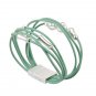 Jenia Green Leather Wrap Bracelet - Pearl Rope Braided Multi-Strand Bangle - Han