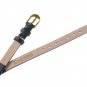 Uyoung 8mm Women's Black Genuine Leather Golden Clasp Thin Watch Band