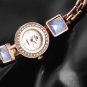 Women's Stylish Rhinestone Quartz Blue Crystal Bracelet Wrist Watch Genuine