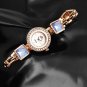 Women's Stylish Rhinestone Quartz Blue Crystal Bracelet Wrist Watch Genuine