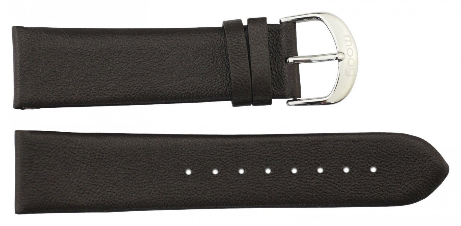 Moog Paris Dark Brown Calf Leather Band Replacement, Pin Clasp, 22mm Strap _ B22