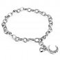 Heart Charm Bracelets, I Love You to the Moon and Back Stainless Steel Bangle An