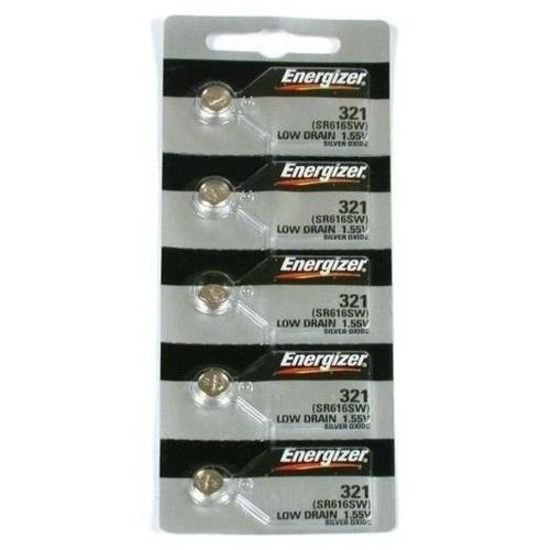 Energizer 321 Button Cell Silver Oxide SR616SW Watch Battery Pack of 5 Batteries