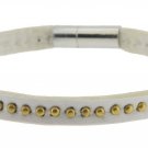 Unisex Metal Spike Studded Chain Punk Rock Strap PU Leather Bracelet (White Stud