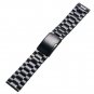 YISUYA Black 22mm Solid Stainless Steel Watch Band Polished Metal Bracelet