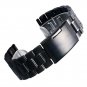 YISUYA Black 22mm Solid Stainless Steel Watch Band Polished Metal Bracelet