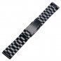 YISUYA Black 22mm Solid Stainless Steel Watch Band Polished Metal Bracelet
