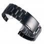 YISUYA Black 22mm Solid Stainless Steel Watch Band Polished Metal Bracelet