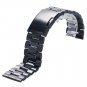 YISUYA Black 22mm Solid Stainless Steel Watch Band Polished Metal Bracelet