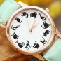 Fun Animal Series Twelve Cute Cats Scale Rose Golden Case PU Leather Strap