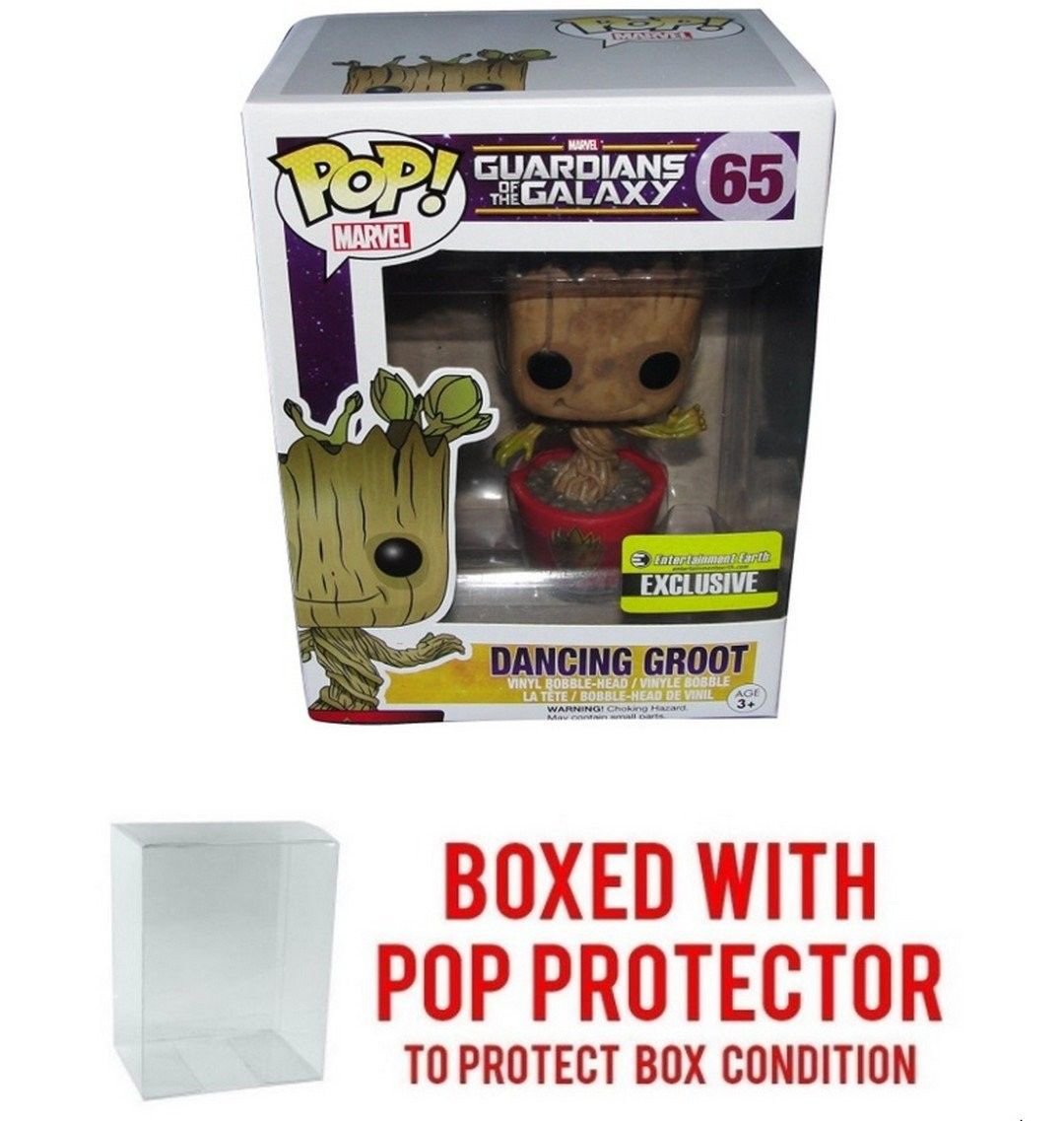Dancing Groot Pop Ravagers Logo Exclusive Vinyl Bobble Head Figure Pop BOX