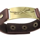 Dragonfly bracelet with Chocolate brown leather snap band
