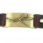 Dragonfly bracelet with Chocolate brown leather snap band