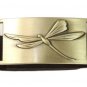 Dragonfly bracelet with Chocolate brown leather snap band