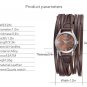 Women Leather Wrap Around Quartz Watch Lady Vintage Bracelet Watches (Brown)