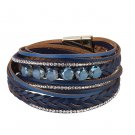 Jenia Blue Women’s Leather Braided Bracelet - Casual Rope Wrap Bangle Cuff Wri