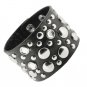 Unisex Metal Spike Studded Punk Rock Wide Strap PU Leather Bracelet (Rhinestones