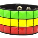 Unisex Rasta Pot Leaf Hippie PU Leather Wristband Bracelet (Wide Unisex Rasta)