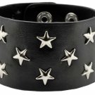 Unisex Metal Spike Studded Buckle Punk Rock Strap PU Leather Bracelet (Black Sta