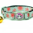 Grey Snowflake Adjustable Breakaway Cat Collar with Bells
