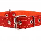 Genuine Leather Dog Collar Padded Red 3 Sizes (13"-15.5")