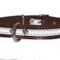 High Quality Genuine Leather Reflective Dog Collar 16" Long 3/4" Wide Brown Fits