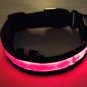 Large Nylon LED Dog Collar Lights Up Red With Metal D-Ring Durable Plastic Snap