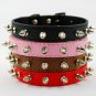 Dog Kingdom Pu Leather One Row Studded Spiked Adjustable Dog Collar