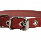 Red Real Leather Dog Collar 9.5"-13" Neck Size, 1/2" Wide Yorkshire Terrier, Pup