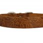 Genuine Tooled Leather Dog Collar Hunting Pattern Tan 3 Sizes (Neck Circumf: 10"