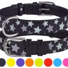 CollarDirect Reflective Dog Collar Glow in the Dark, Genuine Leather Dog Collar