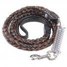 Guiote Leather Dog Leash with Spring Dog Training Leads for Medium Dogs (Black)