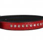 Dogs My Love Rhinestone Genuine Leather Dog Collar (Red, 11"-13.5" Neck)