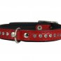 Dogs My Love Rhinestone Genuine Leather Dog Collar (Red, 11"-13.5" Neck)