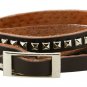 Leather Silver Tone Metal Stud Simple Elegant Wrap Around Bracelet (Brown)