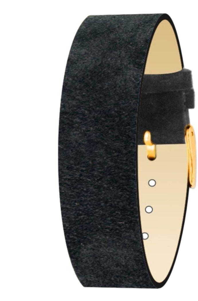 Moog Paris Mat Black Pecari Leather Bracelet for Women, Pin Clasp, 18mm Band - P