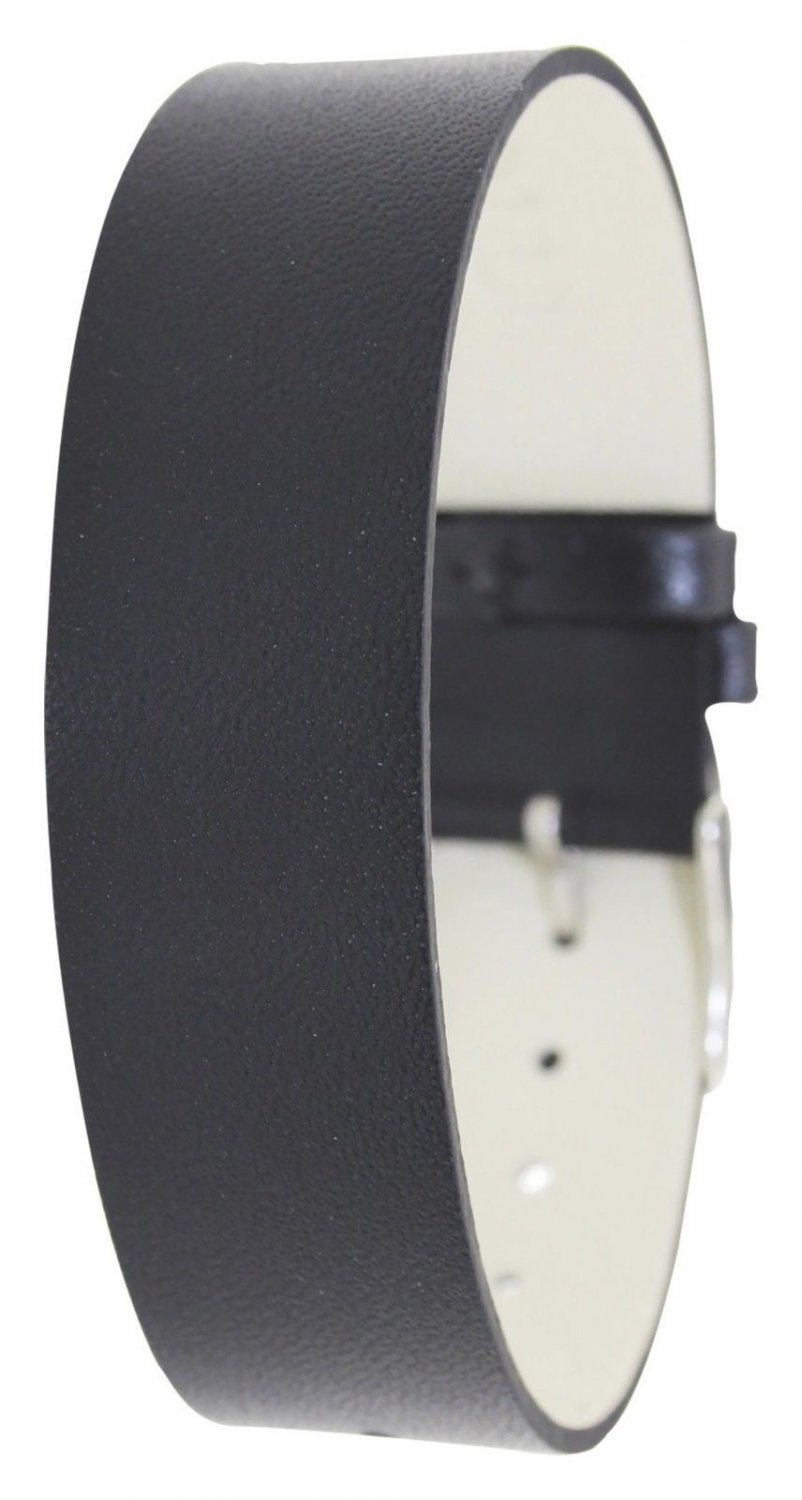 Moog Paris Full Grain Black Calf Leather Bracelet for Women, Pin Clasp, 18mm Ban