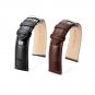 Genuine Leather Watch Belt Brown 22mm Strap with Silver Butterfly Clasp Push But